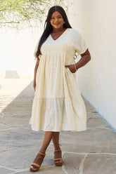 Robe mi-longue à manches kimono HEYSON pour bébé, taille adulte, couleur crème